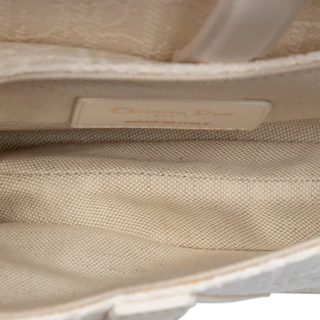 Dior Mini Oblique Embroidered Canvas Saddle Bag White Very good - Model View
