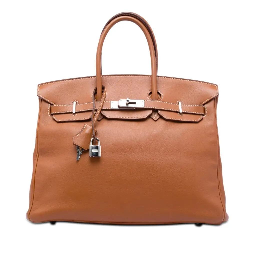 Hermès Tadelakt Birkin Retourne 35 Brown Leather Very good - Front View