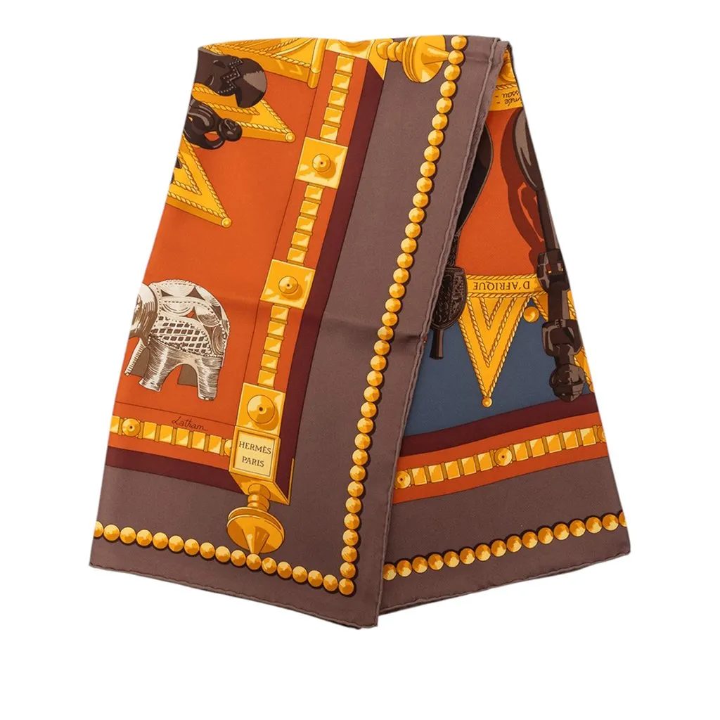 Hermès Cuillers d Afrique Silk Scarf 90 Orange Very good - Front View
