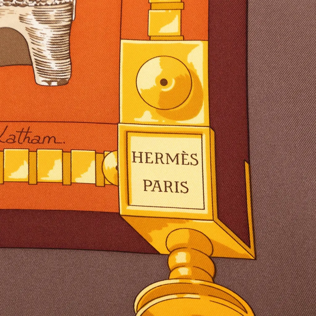 Hermès Cuillers d Afrique Silk Scarf 90 Orange Very good - Back View