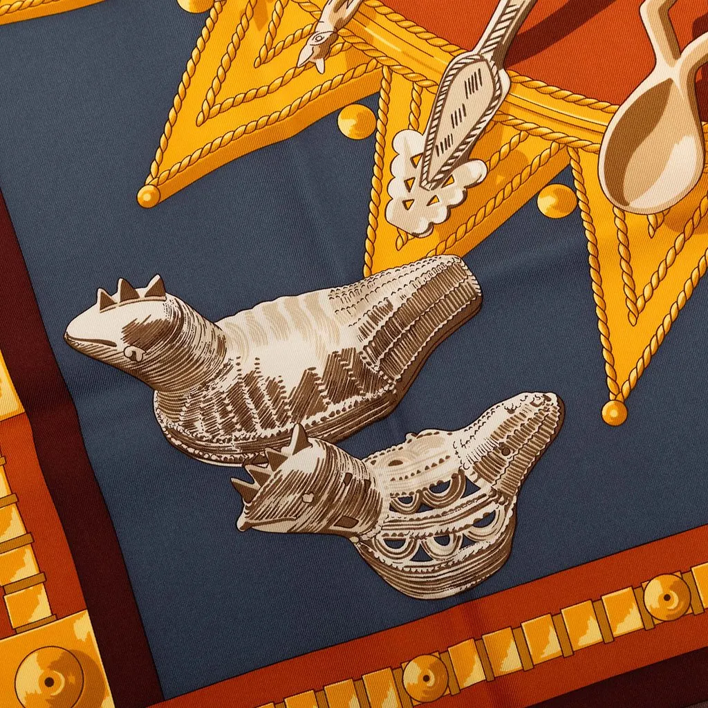 Hermès Cuillers d Afrique Silk Scarf 90 Orange Very good - Inside View