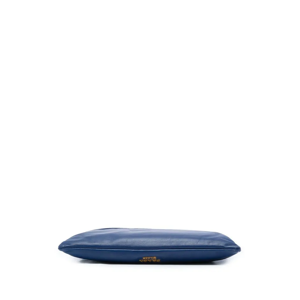 Prada Soft Calf Fold Over Clutch Blue Leather Very good - Inside View