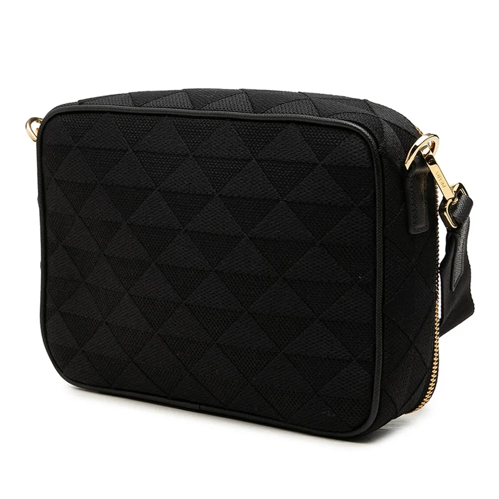 Prada Embroidered Canvas Brique Symbole Crossbody Black Canvas Very good - Back View