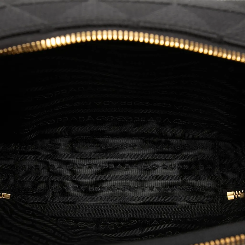 Prada Embroidered Canvas Brique Symbole Crossbody Black Canvas Very good - Model View