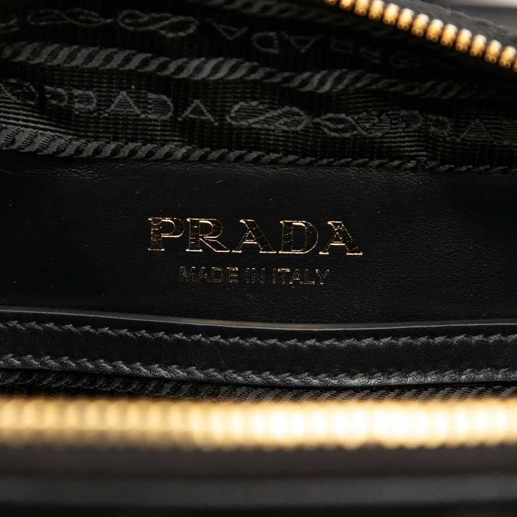 Prada Embroidered Canvas Brique Symbole Crossbody Black Canvas Very good - Box View