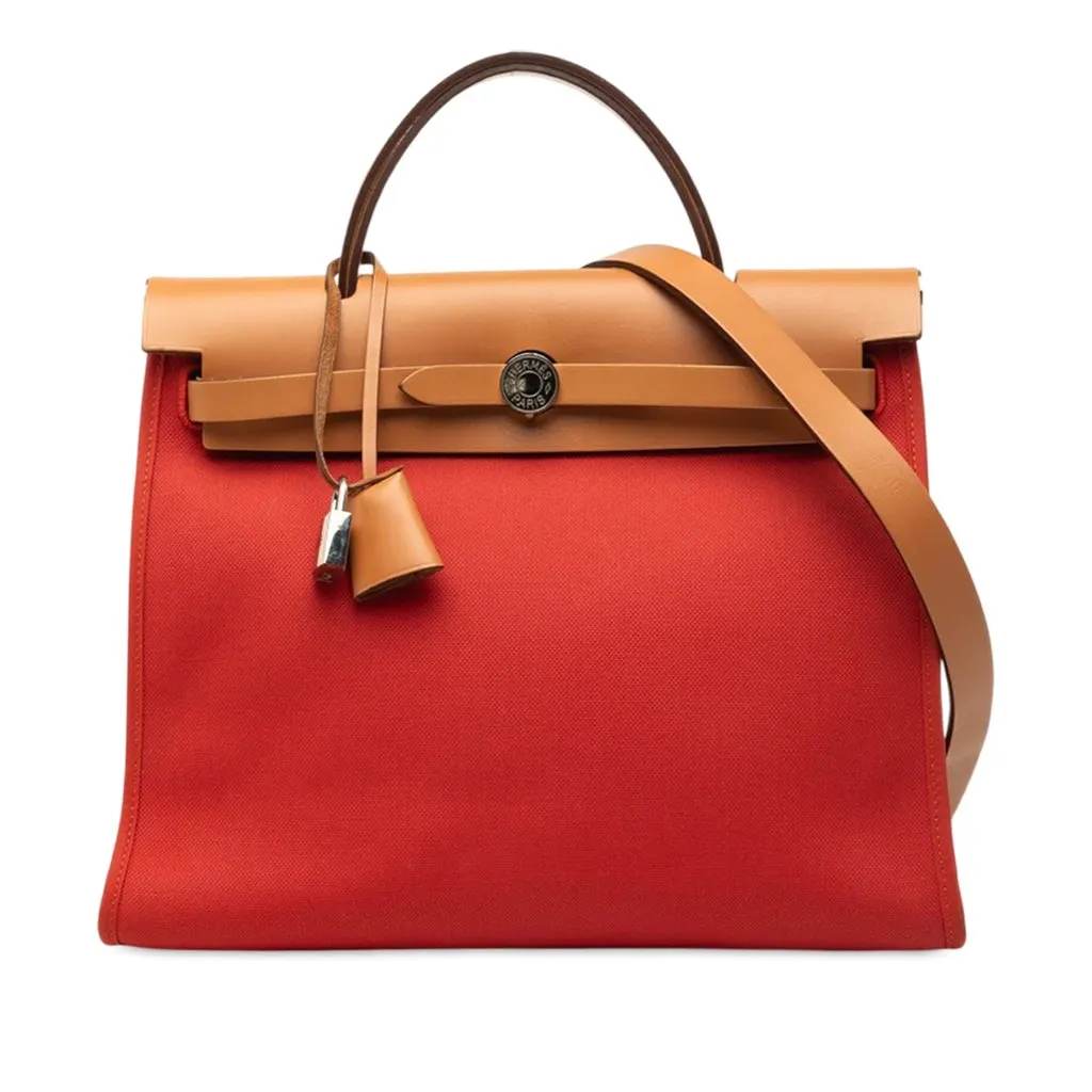 Hermès Toile Herbag Zip 31 Orange Very good - Front View