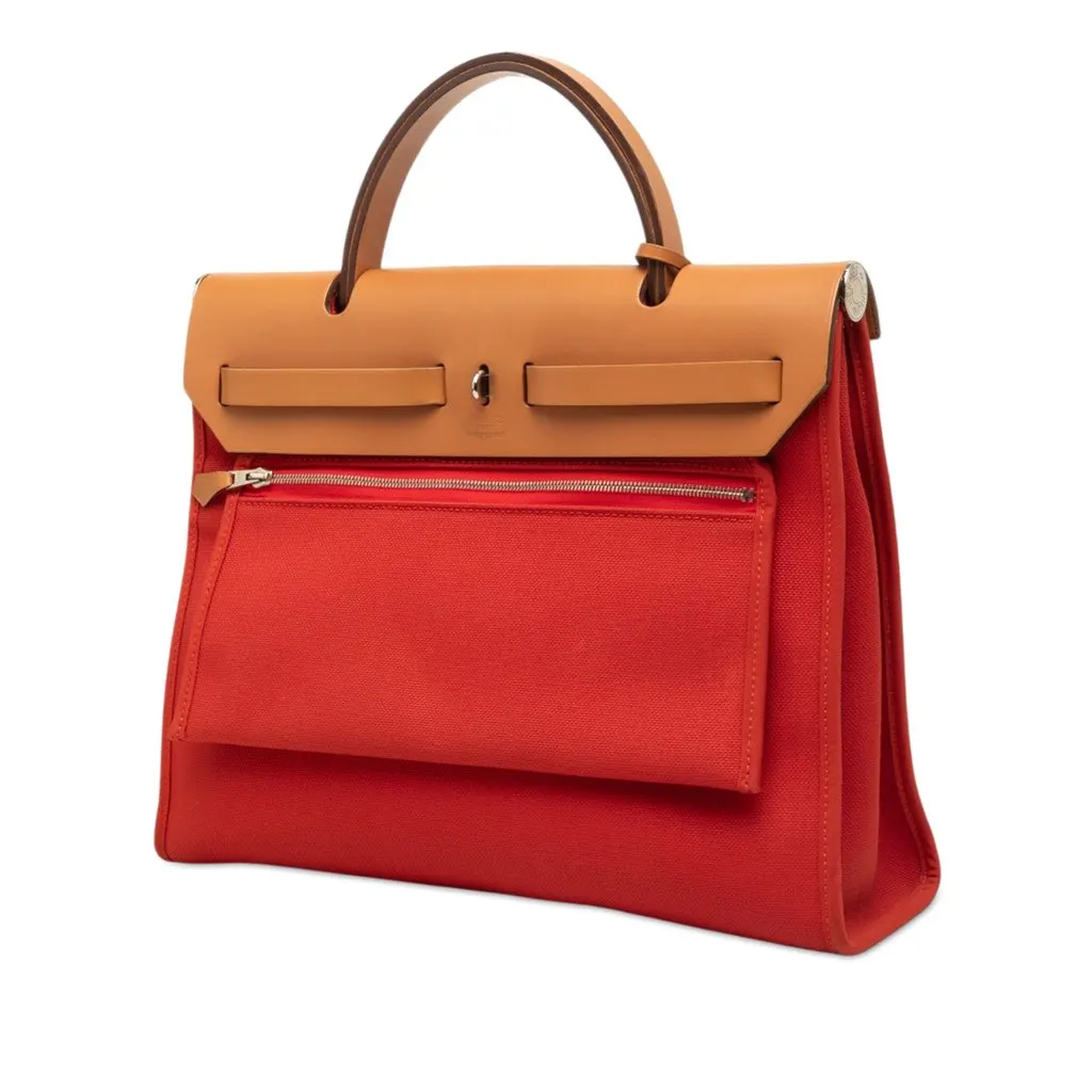 Hermès Toile Herbag Zip 31 Orange Very good - Back View