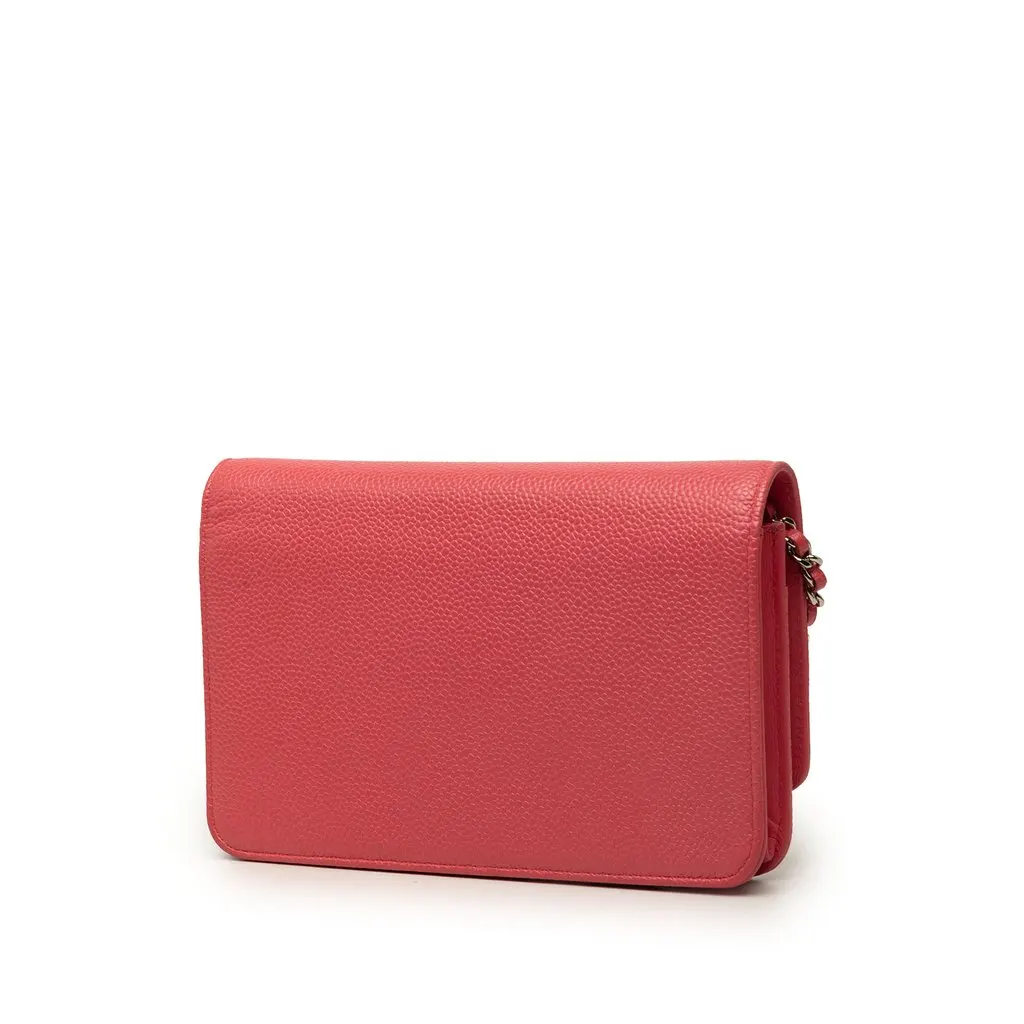 Chanel CC Caviar Wallet On Chain Pink Leather Very good - Back View
