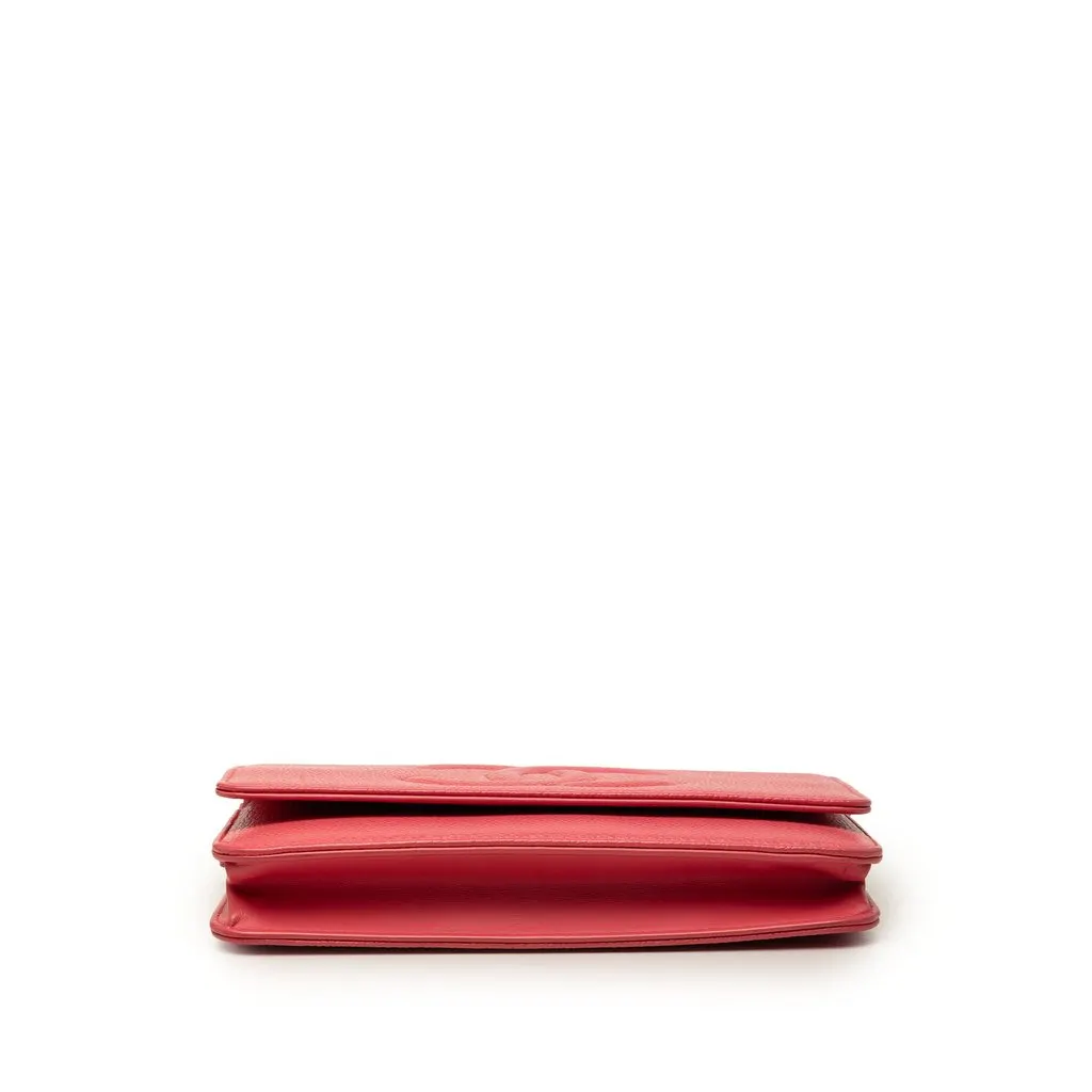 Chanel CC Caviar Wallet On Chain Pink Leather Very good - Inside View