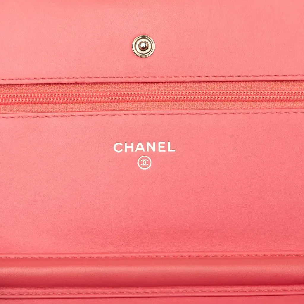 Chanel CC Caviar Wallet On Chain Pink Leather Very good - Box View