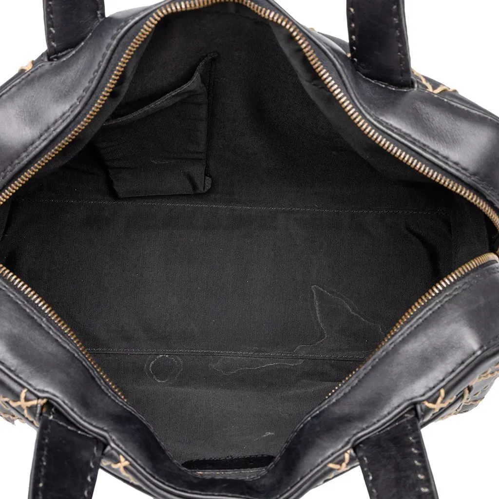 Chanel CC Calfskin Wild Stitch Handbag Black Leather Good - Model View