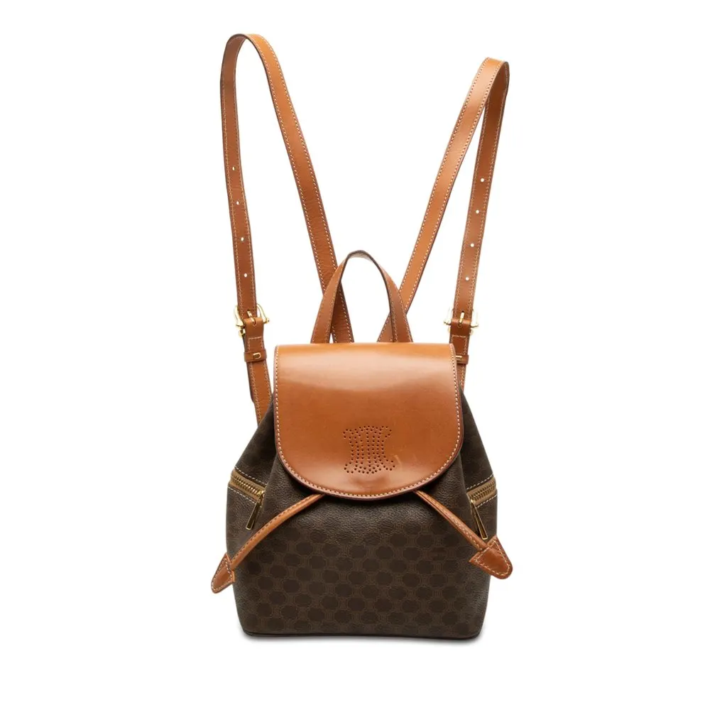 Celine Macadam Coated Canvas  Backpack Brown Leather Very good - Front View