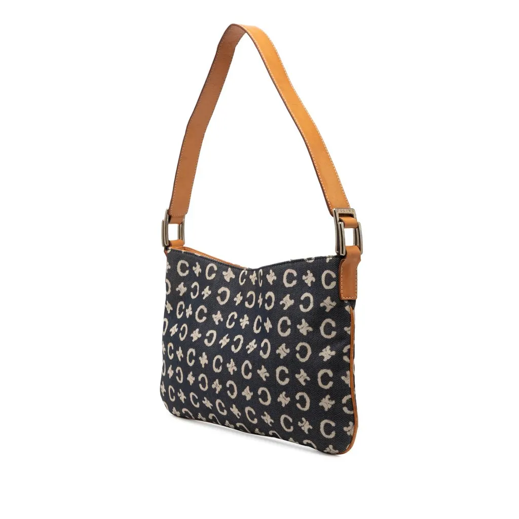 Celine C Macadam Denim Shoulder Bag Blue Very good - Back View