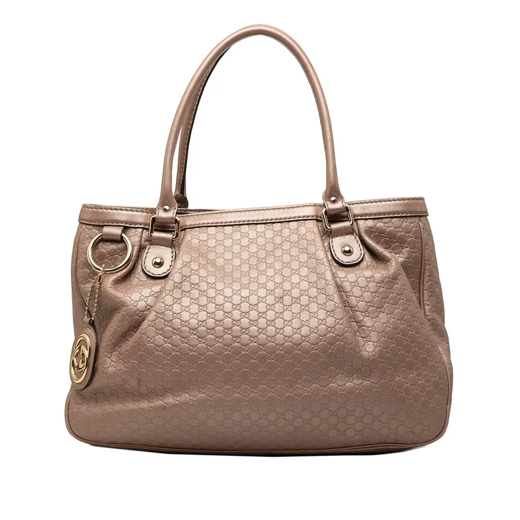 Gucci Metallic Microguccissima Sukey Tote Pink Leather Good - Front View