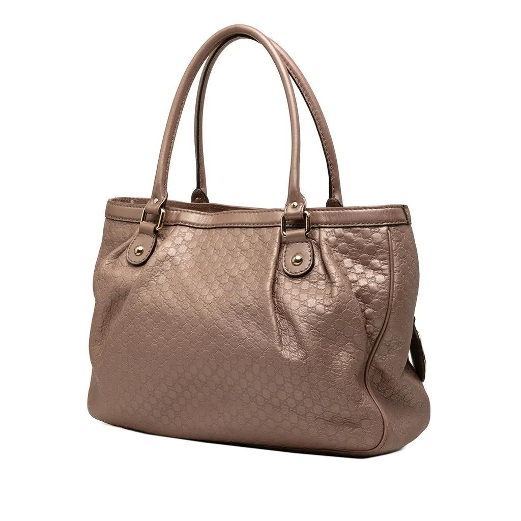 Gucci Metallic Microguccissima Sukey Tote Pink Leather Good - Back View