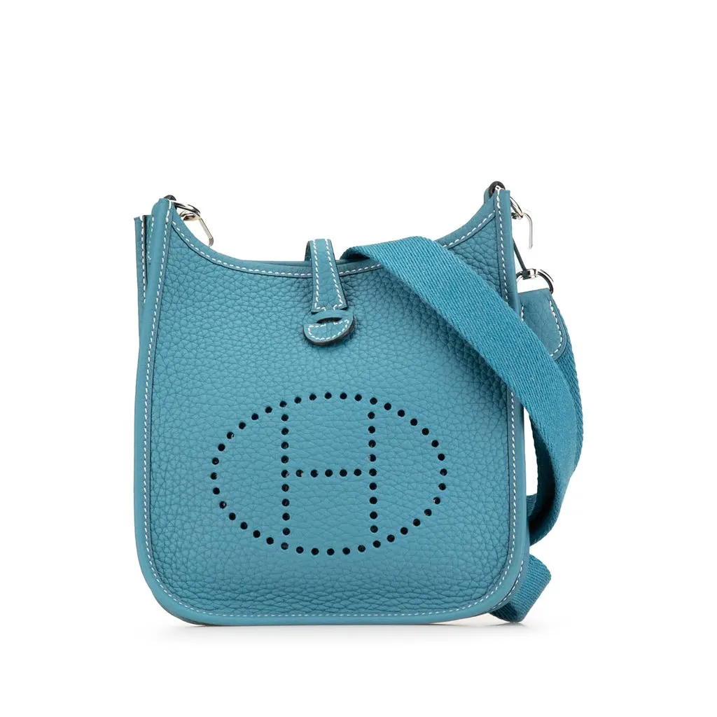 Hermès Clemence Evelyne III TPM Blue Leather Very good - Front View