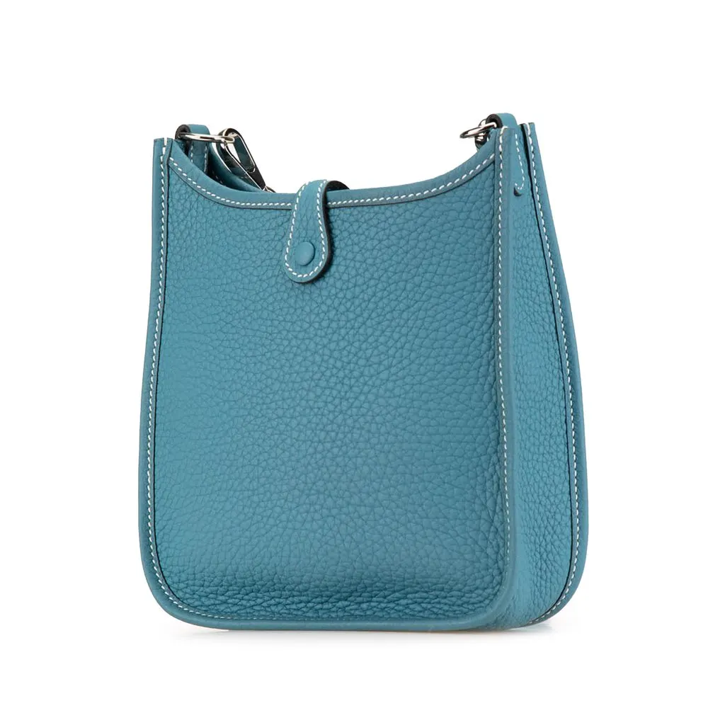 Hermès Clemence Evelyne III TPM Blue Leather Very good - Back View
