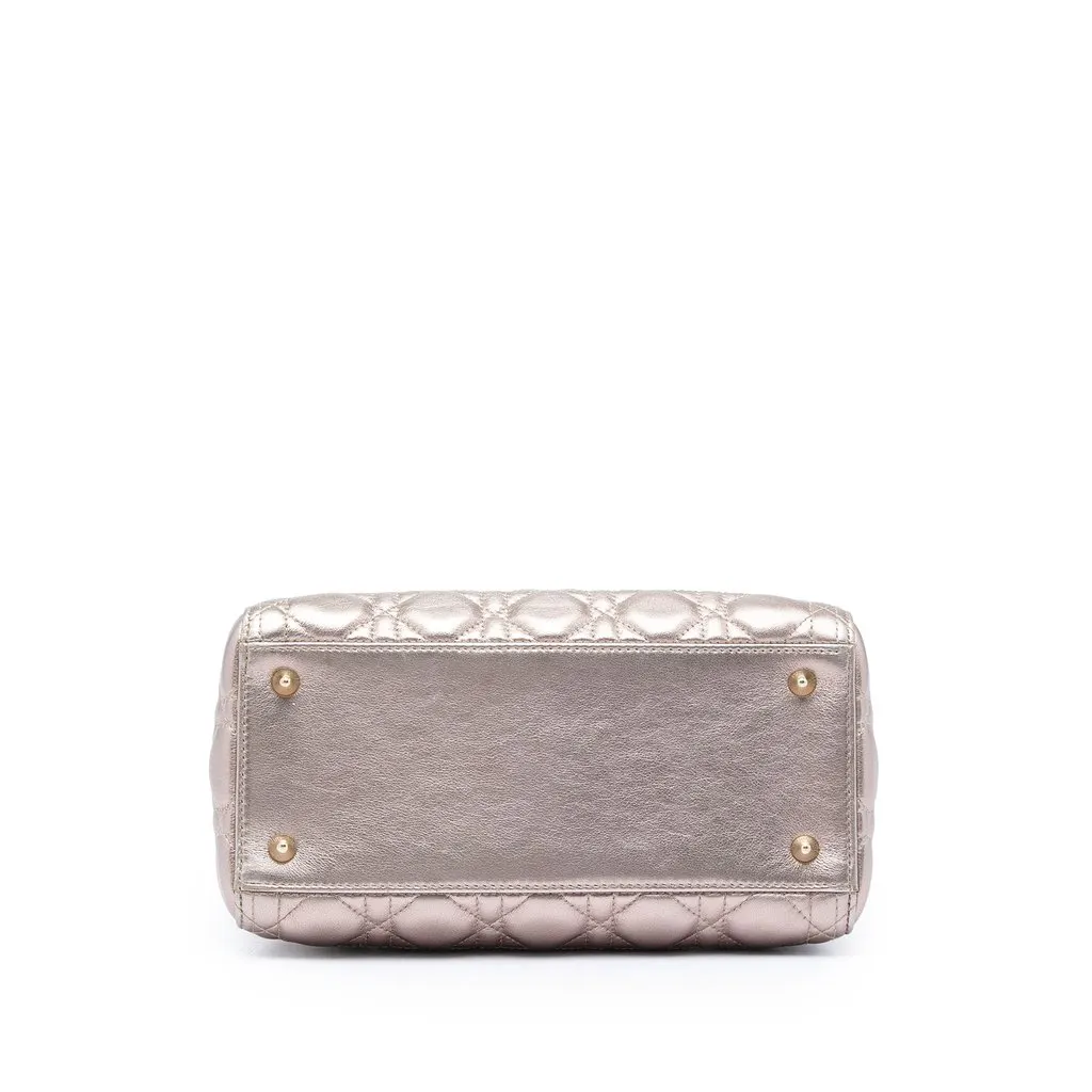 Dior Medium Metallic Lambskin Cannage Lady Dior Gold Leather Very good - Inside View