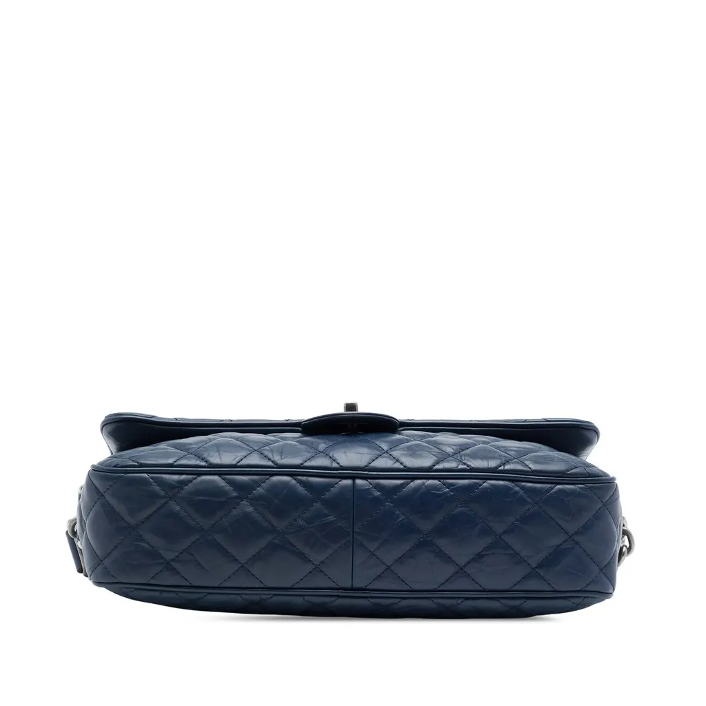 Chanel Medium Quilted Crumpled Calfskin Airlines Casual Rock Flap Blue Leather Very good - Inside View