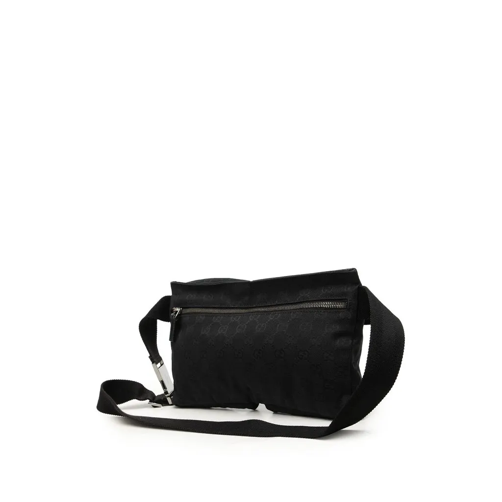 Gucci GG Canvas Double Pocket Belt Bag Black Canvas Very good - Back View