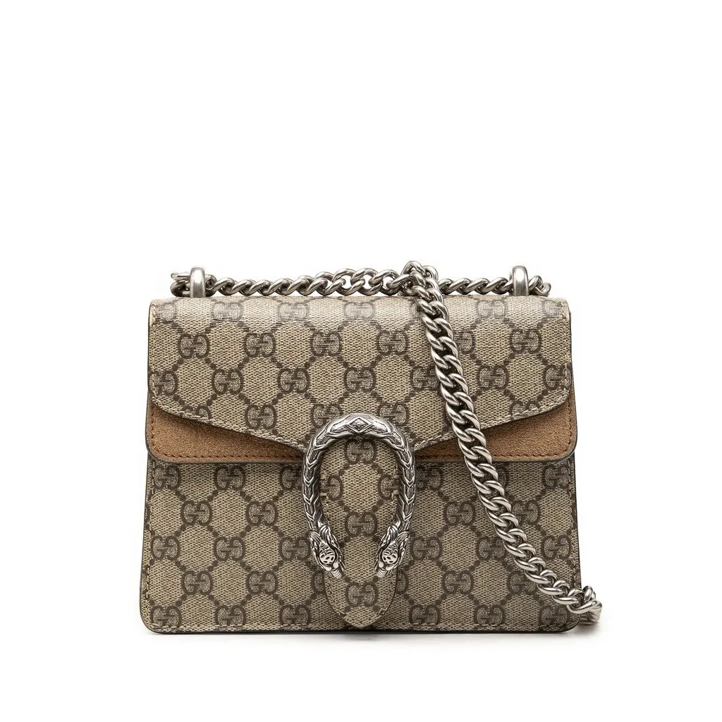 Gucci Small GG Supreme Dionysus Crossbody Beige Canvas Very good - Front View