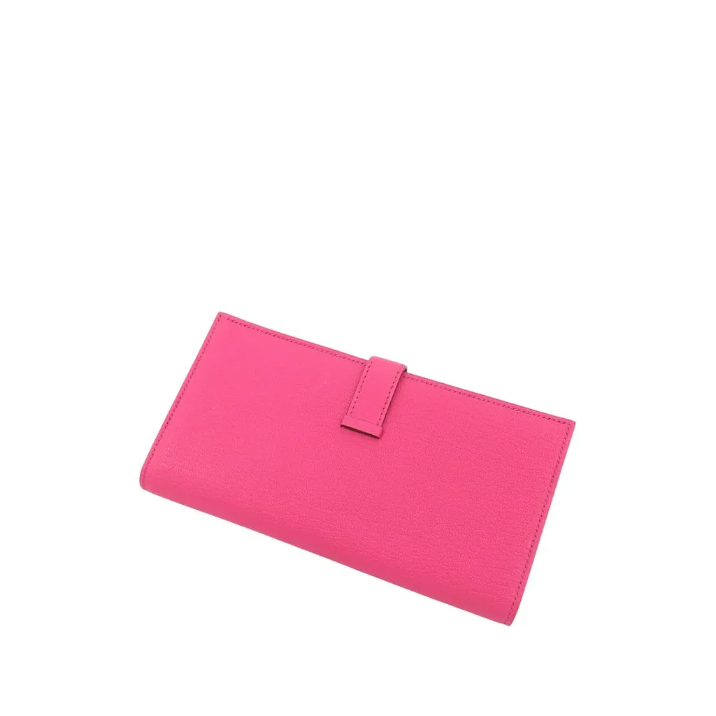 Hermès Chevre Bearn Soufflet Bifold Long Wallet Pink Leather Very good - Back View