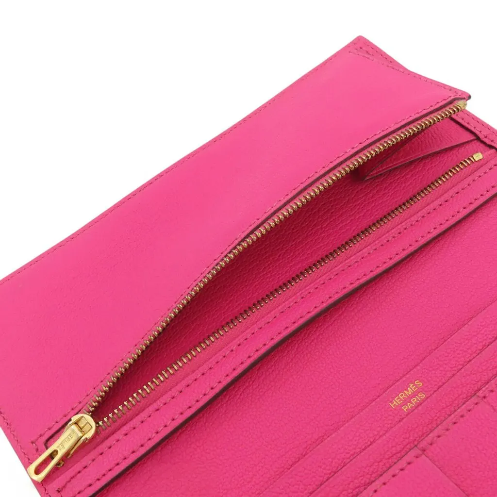 Hermès Chevre Bearn Soufflet Bifold Long Wallet Pink Leather Very good - Box View