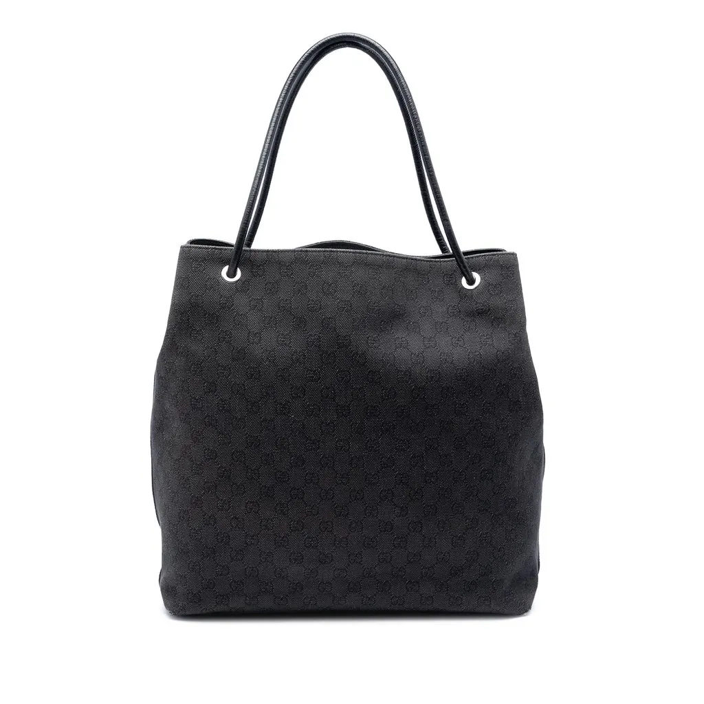 Gucci Large GG Denim Gifford Tote Black Denim Good - Front View