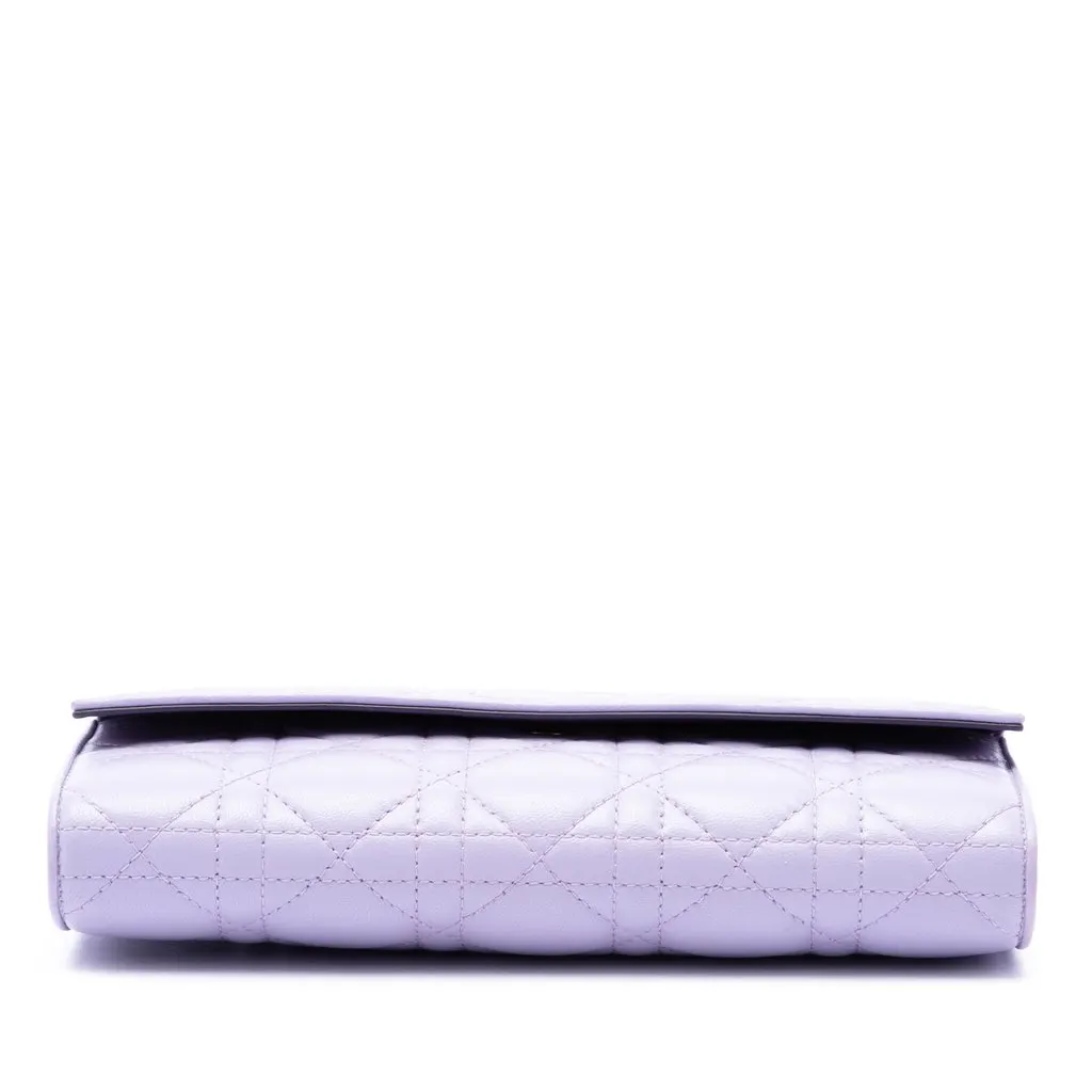 Dior Lambskin Cannage Lady Dior Wallet On Chain Purple Leather Very good - Inside View