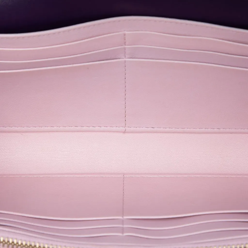 Dior Lambskin Cannage Lady Dior Wallet On Chain Purple Leather Very good - Model View