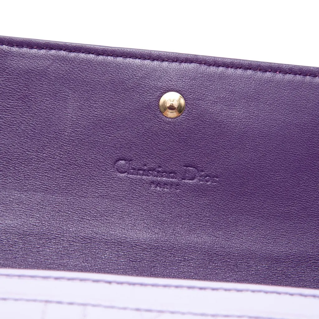 Dior Lambskin Cannage Lady Dior Wallet On Chain Purple Leather Very good - Box View