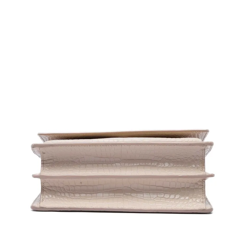 Saint Laurent Medium Croc Embossed Leather Monogram Sunset Crossbody Brown Leather Very good - Inside View