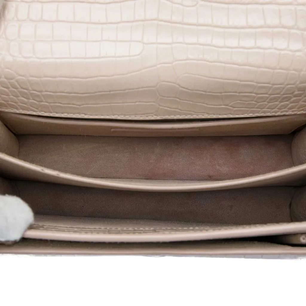 Saint Laurent Medium Croc Embossed Leather Monogram Sunset Crossbody Brown Leather Very good - Model View