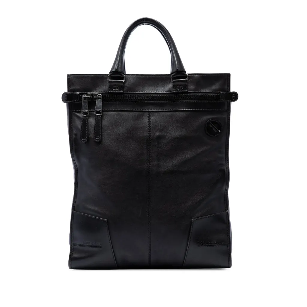 Dior Leather Vertical Tote Black Leather Very good - Front View