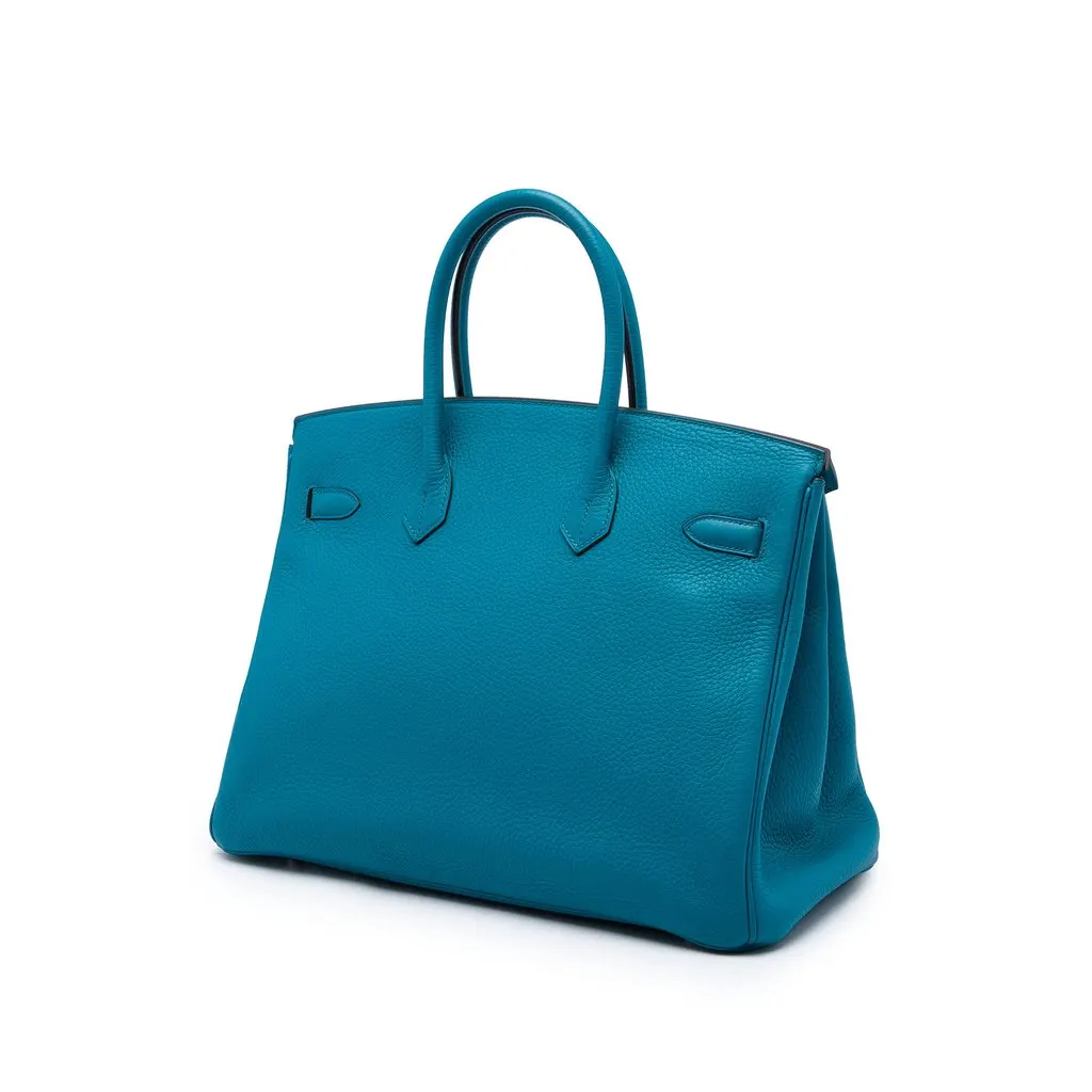 Hermès Clemence Birkin Retourne 35 Blue Leather Good - Back View