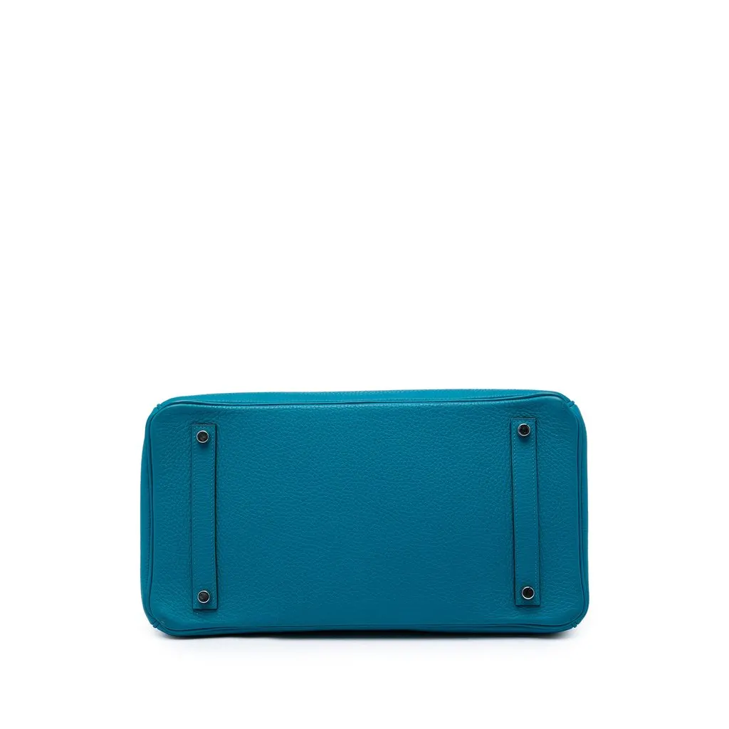 Hermès Clemence Birkin Retourne 35 Blue Leather Good - Inside View