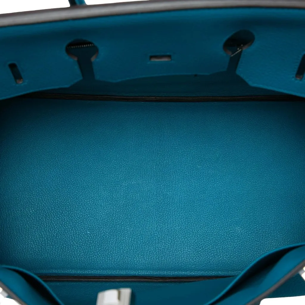 Hermès Clemence Birkin Retourne 35 Blue Leather Good - Model View
