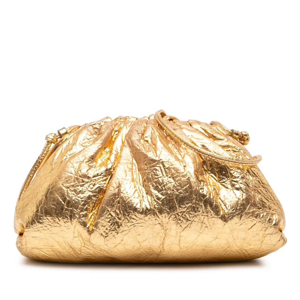 Bottega Veneta Metallic Crinkled Lambskin The Mini Pouch Cro