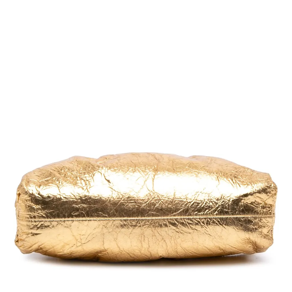 Bottega Veneta Metallic Crinkled Lambskin The Mini Pouch Crossbody Gold Leather Very good - Inside View