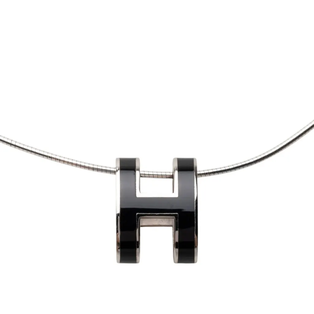 Hermès Enamel Pop H Pendant Necklace Black Very good - Back View