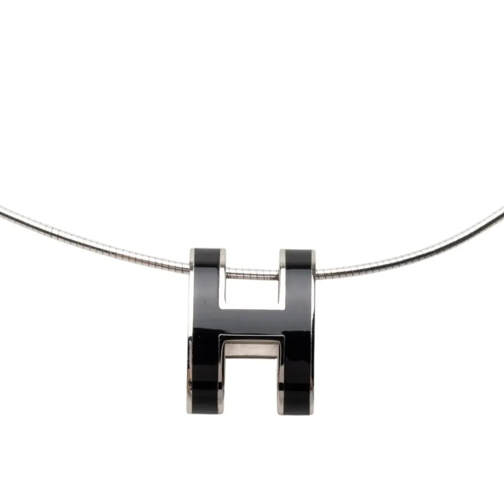 Hermès Enamel Pop H Pendant Necklace Black Very good - Inside View