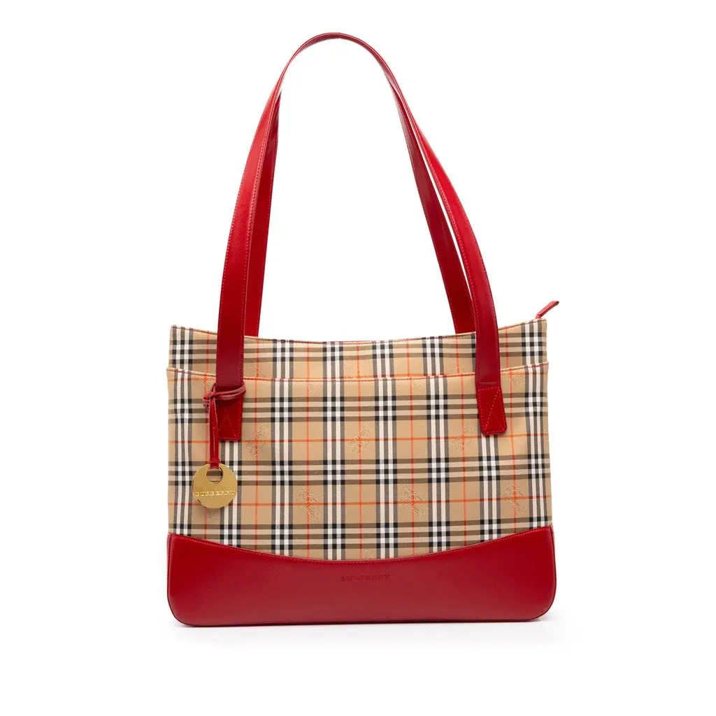 Burberry Haymarket Check Canvas Tote Beige Canvas Very good - Front View