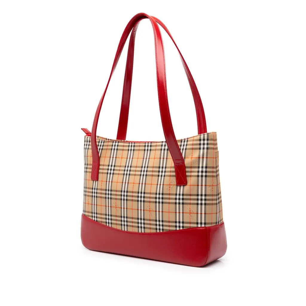 Burberry Haymarket Check Canvas Tote Beige Canvas Very good - Back View