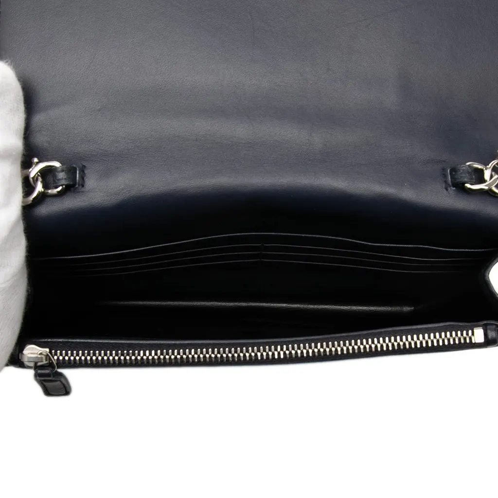 Saint Laurent Velvet Crystal Monogram Kate Tassel Wallet On Chain Blue Velvet Good - Model View
