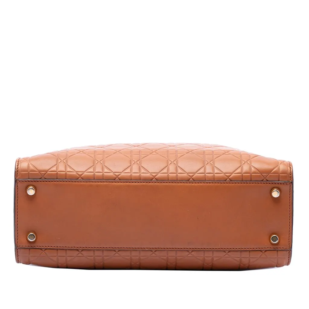 Dior Large Ultra Matte Calfskin Cannage Embossed Lady Dior Brown Leather Good - Inside View
