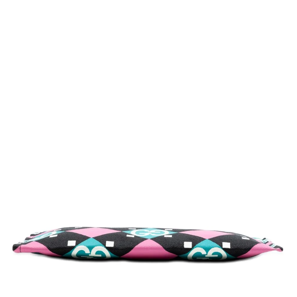 Gucci Jumbo GG Canvas Geometric Print Clutch Black Very good - Inside View
