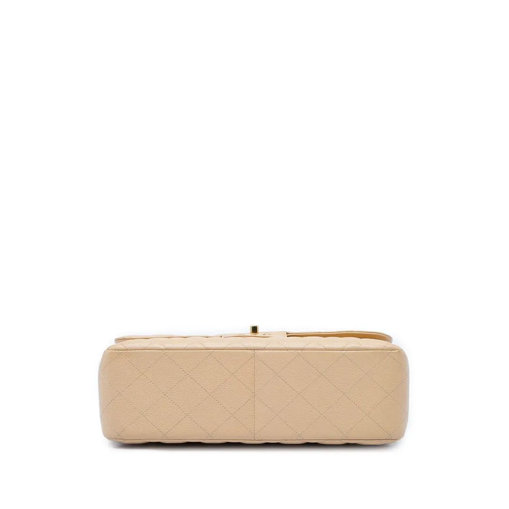 Chanel Jumbo Classic Caviar Double Flap Beige Leather Good - Inside View
