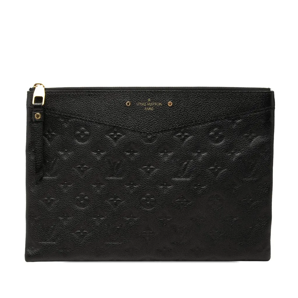 Louis Vuitton Monogram Empreinte Daily Pouch Black Leather Very good - Front View