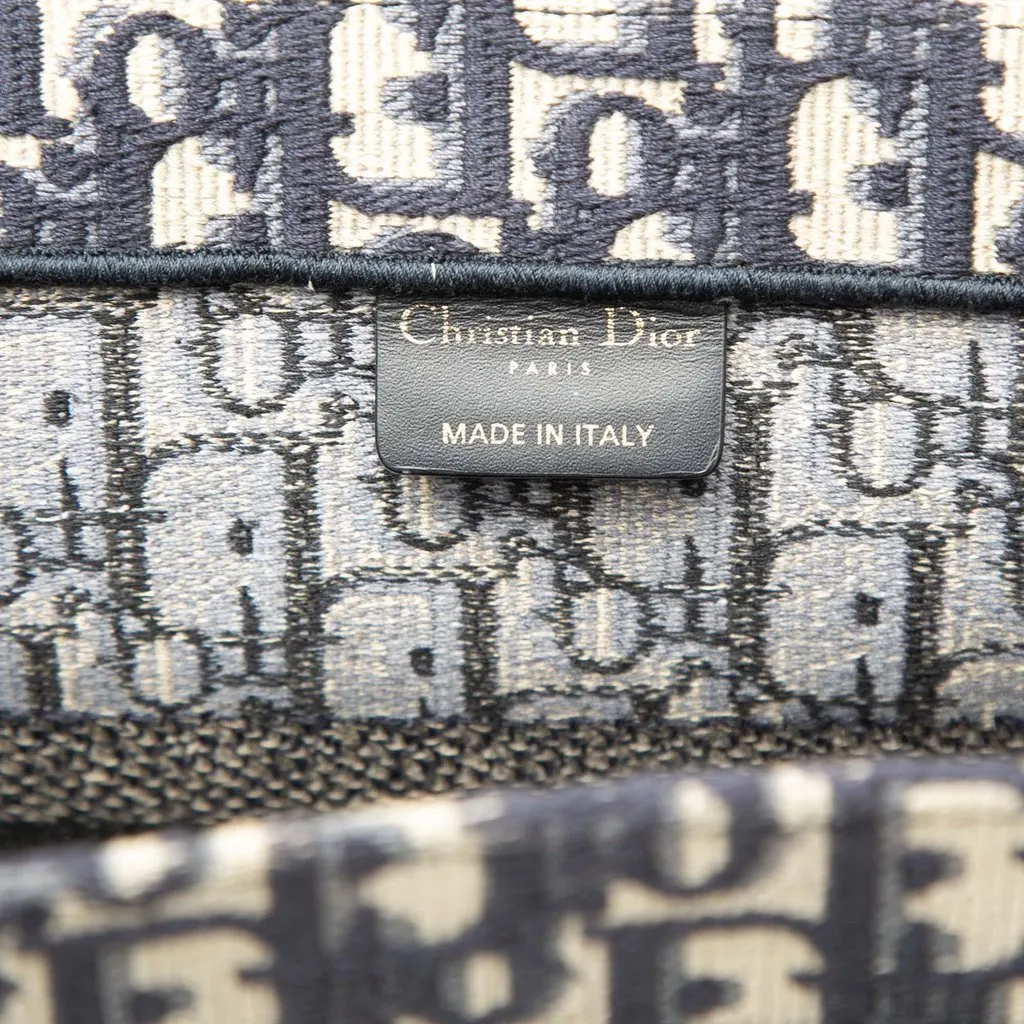 Dior Medium Oblique Embroidered Canvas Book Tote Blue Canvas Very good - Box View