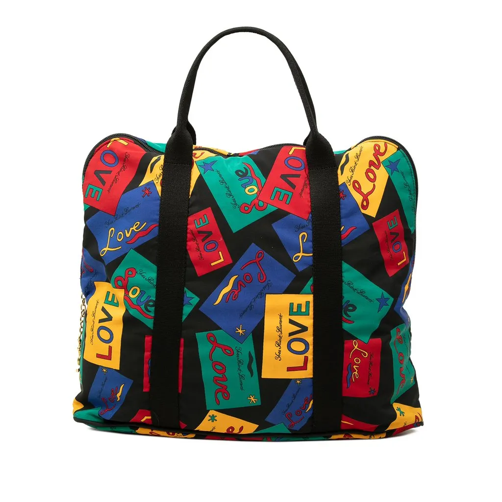 Saint Laurent Printed Nylon Love Card Tote Black Polyamide Very good - Front View